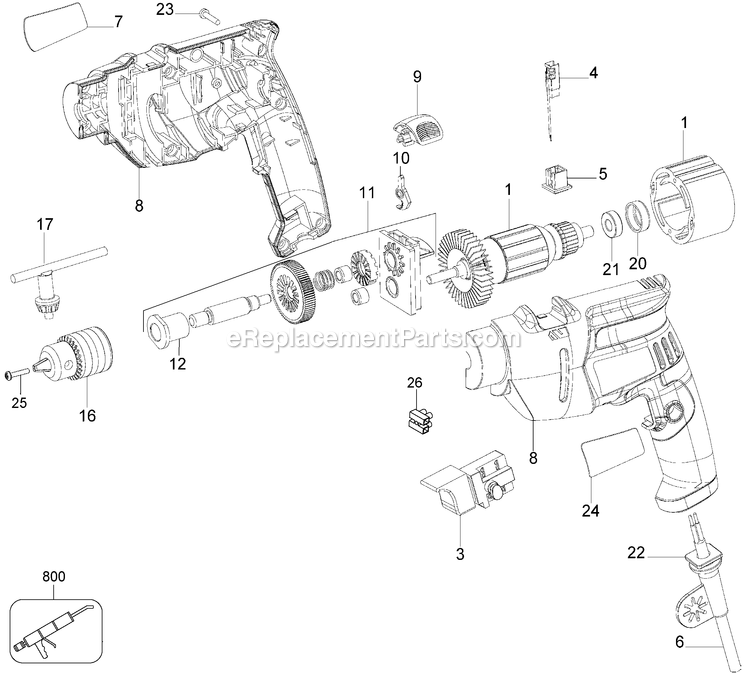Black and Decker KR505-B2C (Type 2) Drill Power Tool Page A Diagram